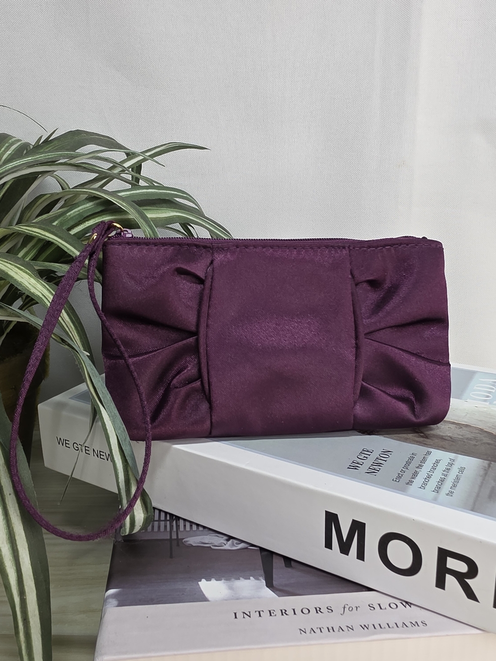 3/$15 🔴 Sale Plum Purple Wristlet Clutch with Gathered Detail